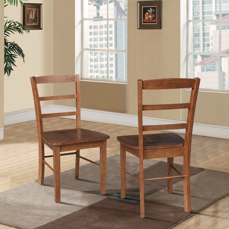 International Concepts Solid Wood Madrid Ladderback Chairs, Set of 2 - Distressed Oak
