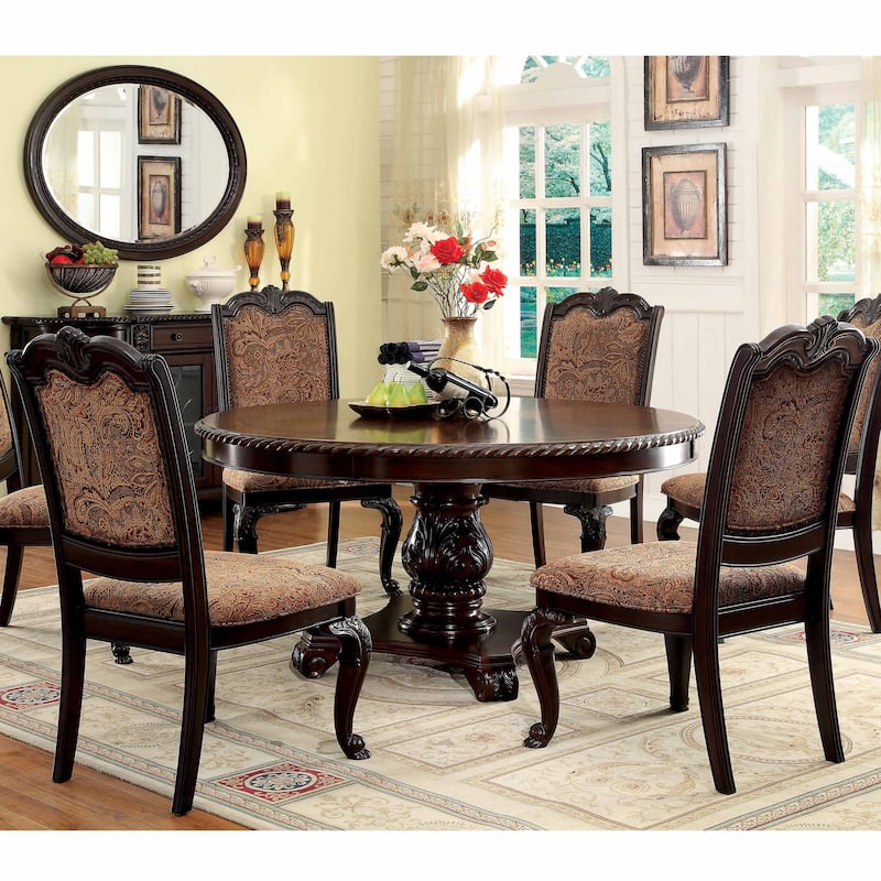 Kova Traditional Cherry Wood 5-Piece Dining Set by Furniture of America - Brown Cherry