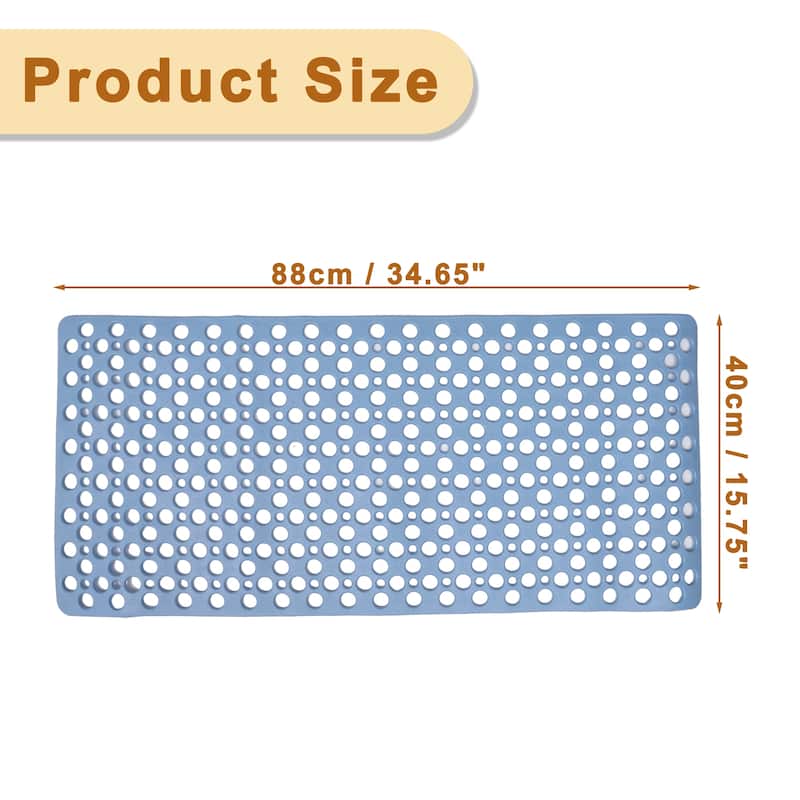 Nonslip Bathtub Mat, Bathtub Shower Mat, Bath Mat with Drain Hole and Suction Cups