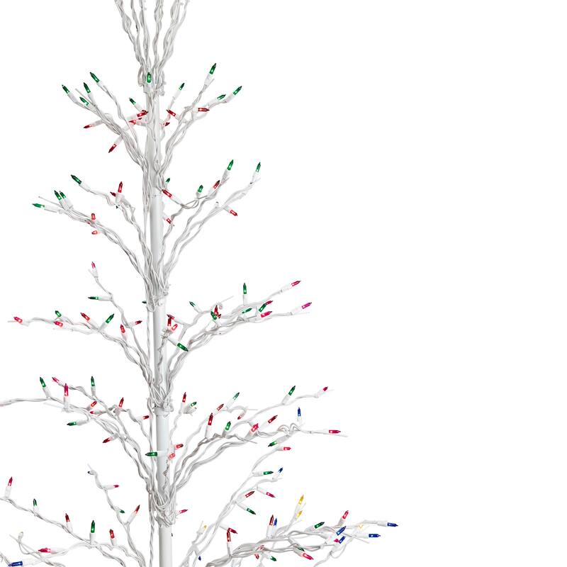 Cascade Twig Tree Outdoor Christmas Decoration - 6' - White - Multi Lights
