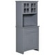 preview thumbnail 19 of 23, HOMCOM Kitchen Buffet Hutch Wooden Storage Cupboard with Framed Glass Door, Drawer and Microwave Space - 27"x15.75"x64.5"