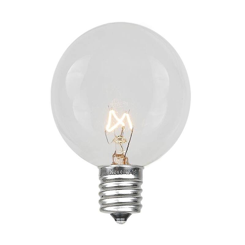 25 Pack G40 Outdoor Patio Globe Replacement Bulbs, Clear, C7/E12 Base - Medium