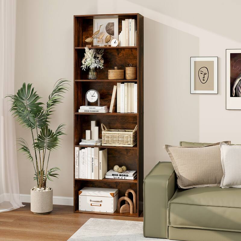 Gymax 2PCS 70'' all 6-Tier Bookcase w/ 6 Open Shelves Anti-Toppling