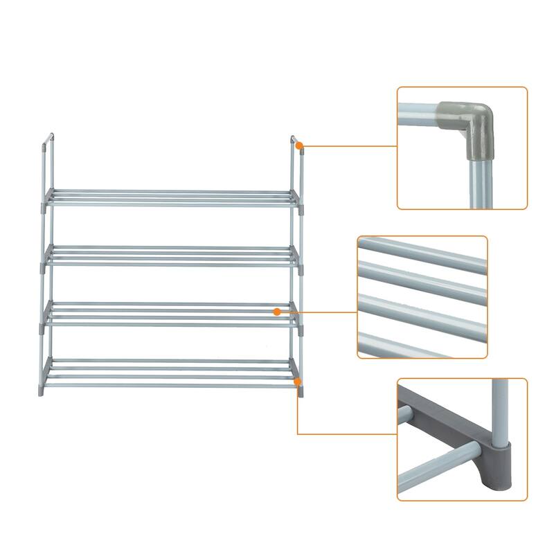 Metal Tower Shoe Rack Shelf Storage Organizer For Entryway, Hallway