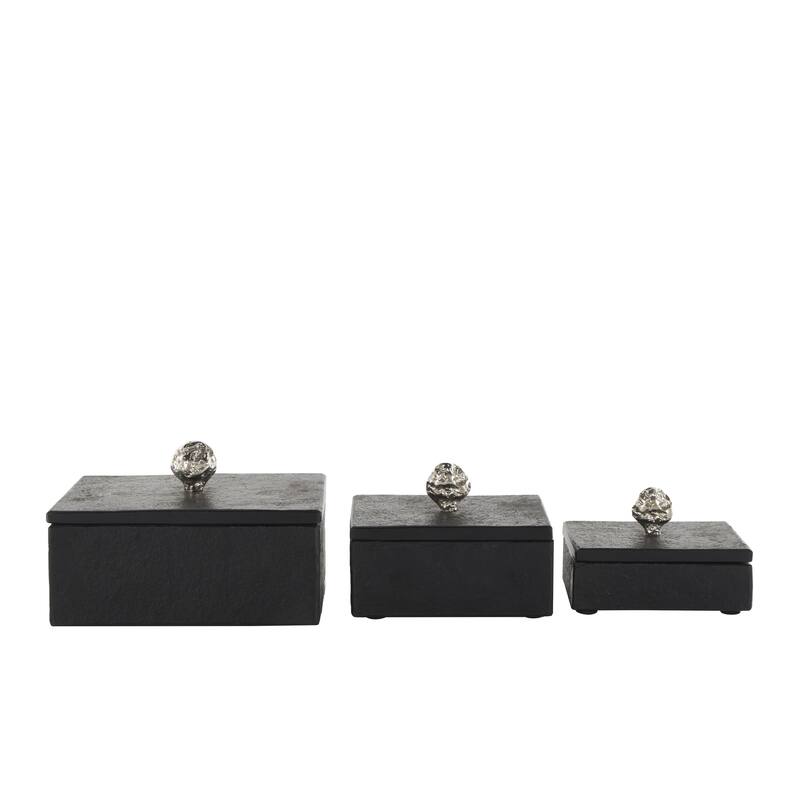 Marble Decorative Box with Gold Final or Textured Aluminum Knobs Set of 3 Green - Roche River Decor