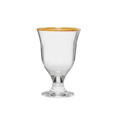 Set of 6 Short Stem Water Glasses with Gold Rim
