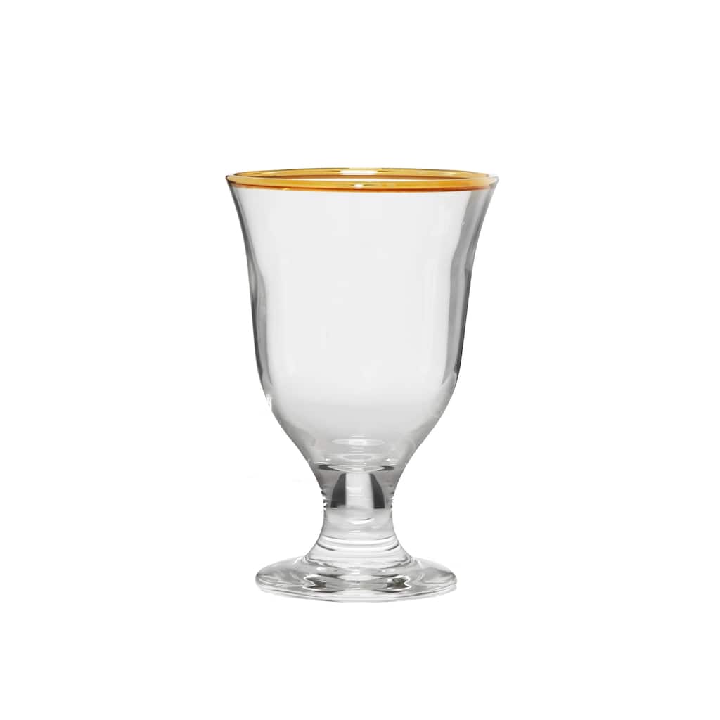 Set of 6 Short Stem Water Glasses with Gold Rim