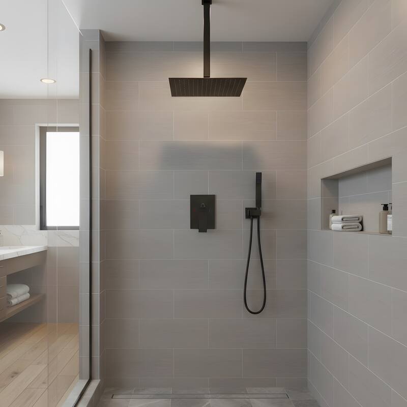 10" Ceiling-Mounted Square Shower and Handheld Showerhead Set