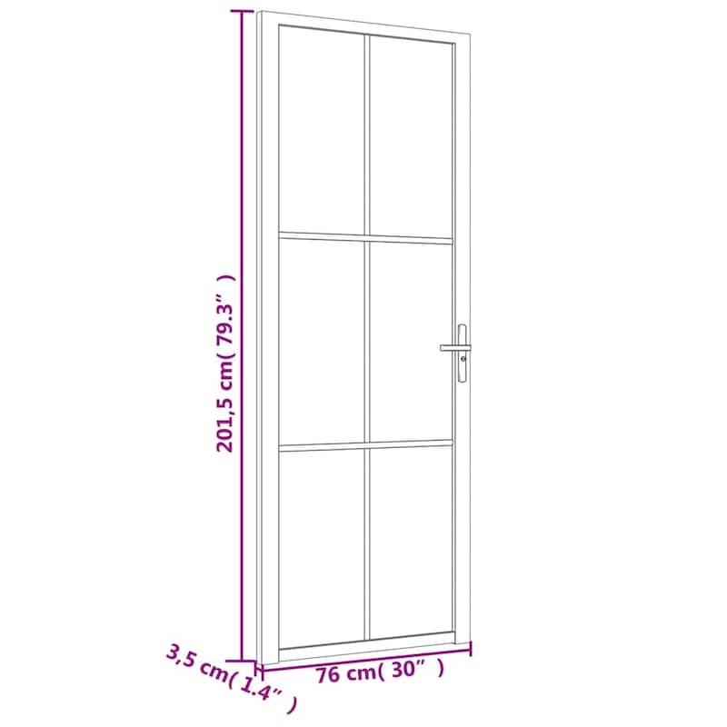 vidaXL Glass Door Interior Door with Alloy Handle ESG Glass and Aluminum Black