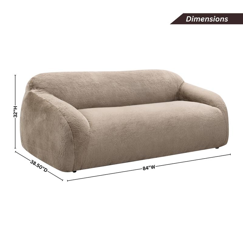 Roundhill Furniture Adell Polar Bear Faux Fur Upholstered Sofa