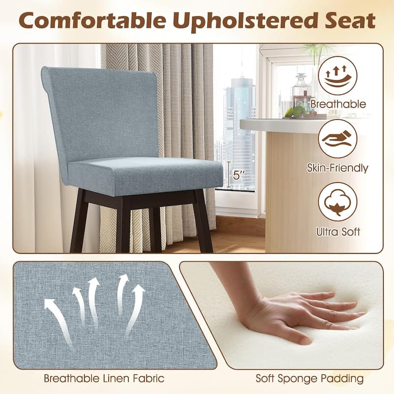 2/4 PCS Modern Swivel Bar Stools 27" Swivel Counter Height Bar Chairs