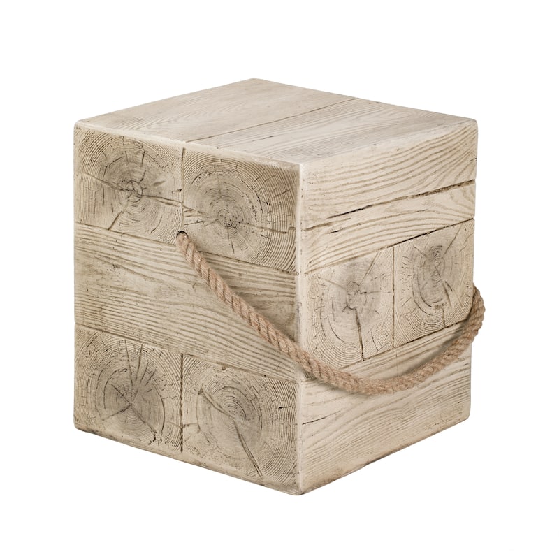 Christopher Knight Home - 14.76'' Rustic Wood Look Square MGO Side Table with Decorative Braided Cord - Wood Finish