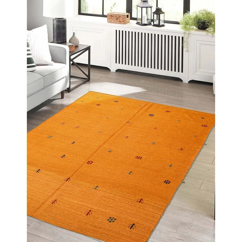 ECARPETGALLERY Flat-Weave Kashkuli Light Orange Wool Tapestry Kilim - 5'9 x 7'6