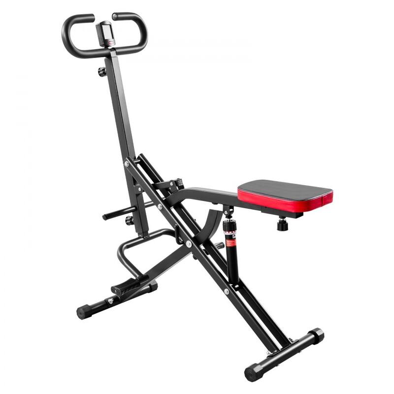 Black Steel Deep Squat Machine with 12-Level Hydraulic Resistance and Adjustable Seat - 35.4 x 22.8 x 44.1 in