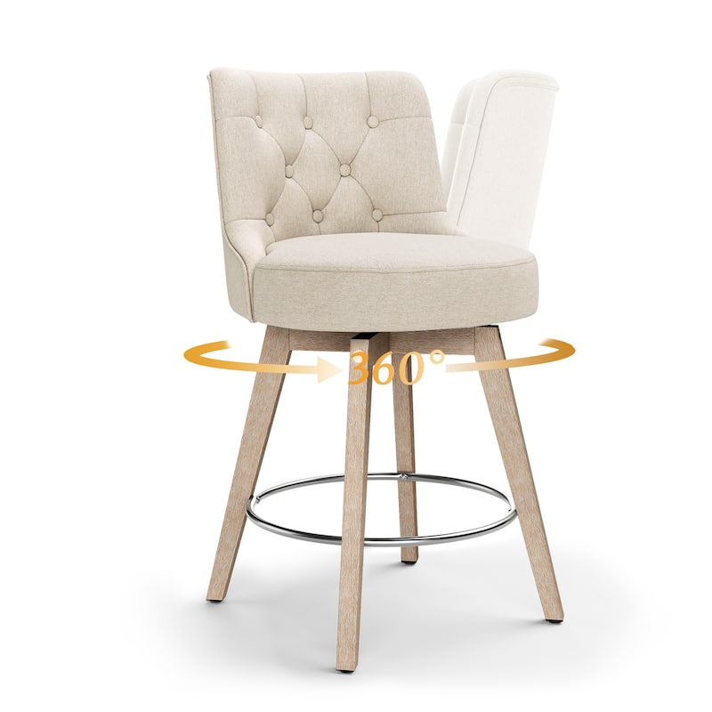 LUE BONA 26" Counter Height Bar Stools Swivel Bar stool for Kitchen Island - 26" H - Single - Line/Fabric