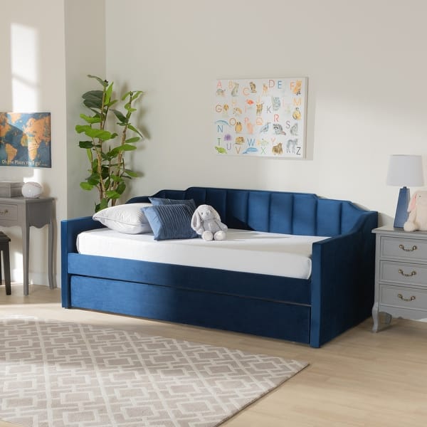 slide 2 of 25, Lennon Modern and Contemporary Velvet Fabric Daybed with Trundle