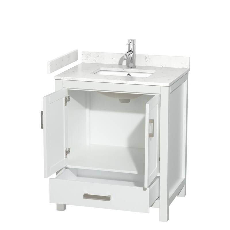 Wyndham Collection Sheffield 30" Single Bathroom Vanity, Carrara