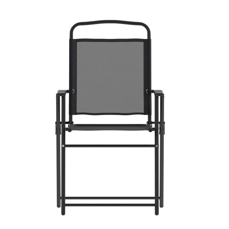 Set of 2 All-Weather Textilene Patio Sling Chairs with Armrests