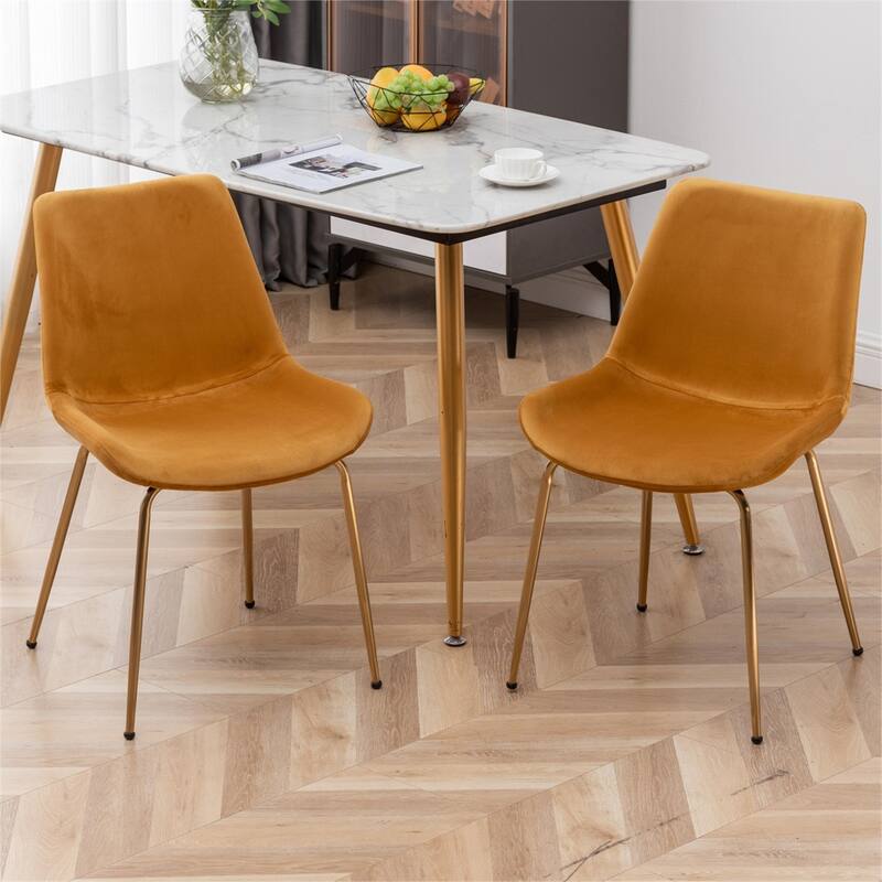Modern Velvet Dining Chair with Metal Frame and Legs (Set of 2)
