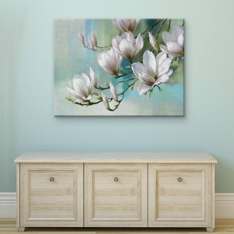 Magnolia Morning Teal by Rogier Daniels Canvas Art Print