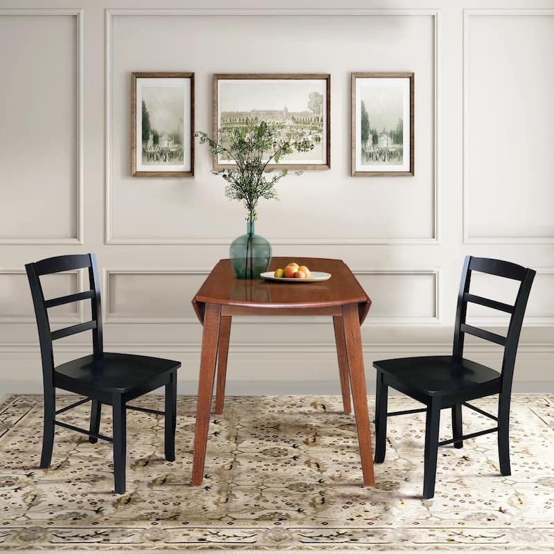 42" Round Dual Drop Leaf Table with Dining Chairs - Distressed Oak/Black