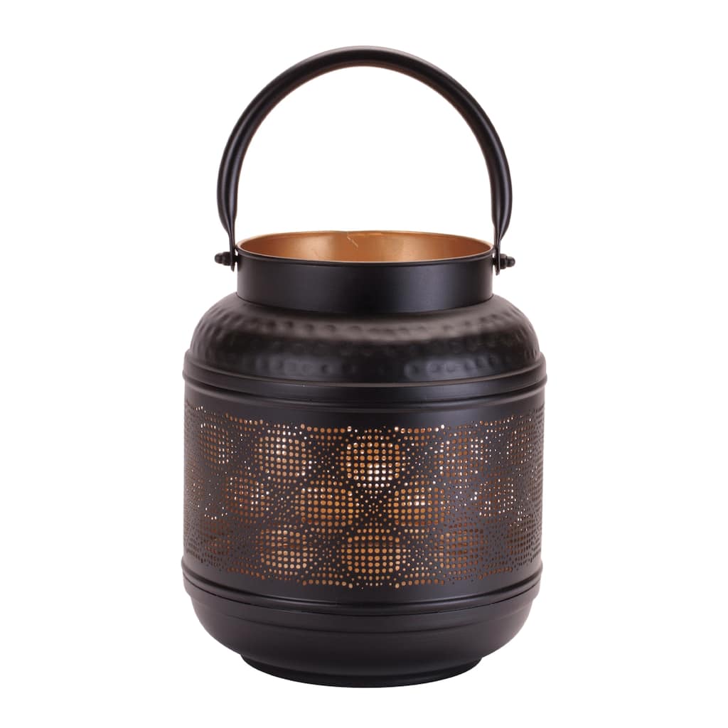 Decorative Cut-Out Metal Lantern 9.25"H