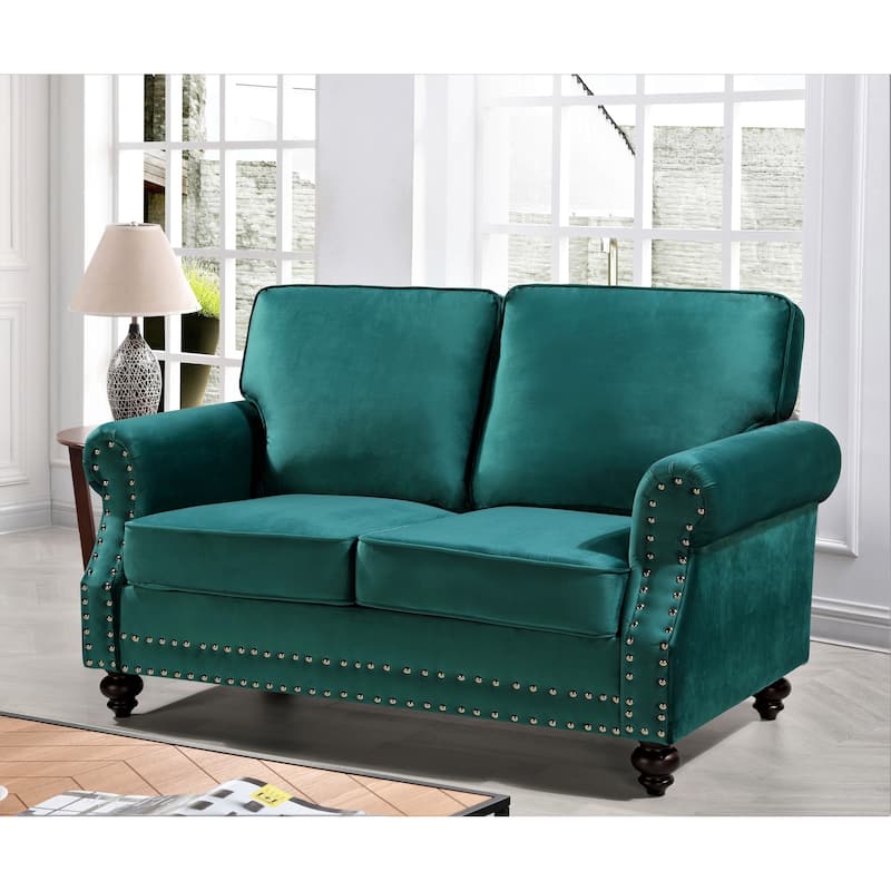 Suffield Velvet Nailhead Loveseat