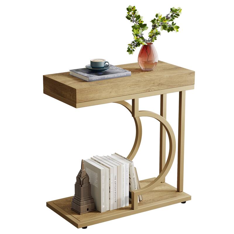 Narrow Side Table End Table Modern Bedside Tables Small Chairside Table for Couch, Sofa Table for Living Room