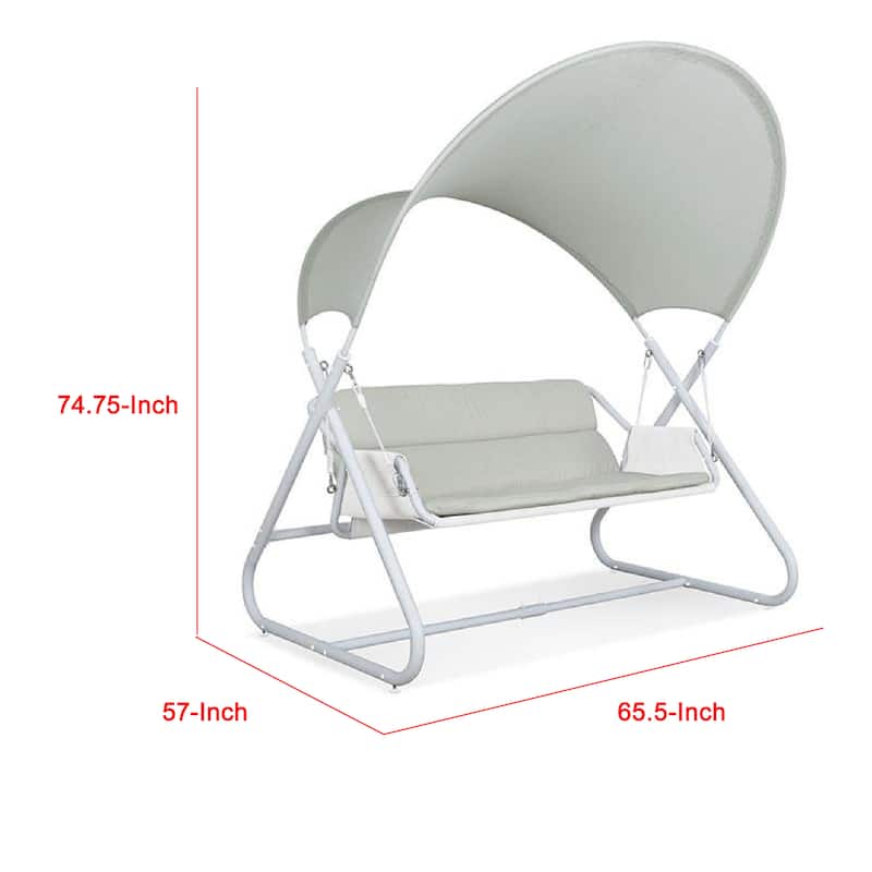 Diz Outdoor Hanging Double Swing Sofa Chair, White Powder Coated Steel