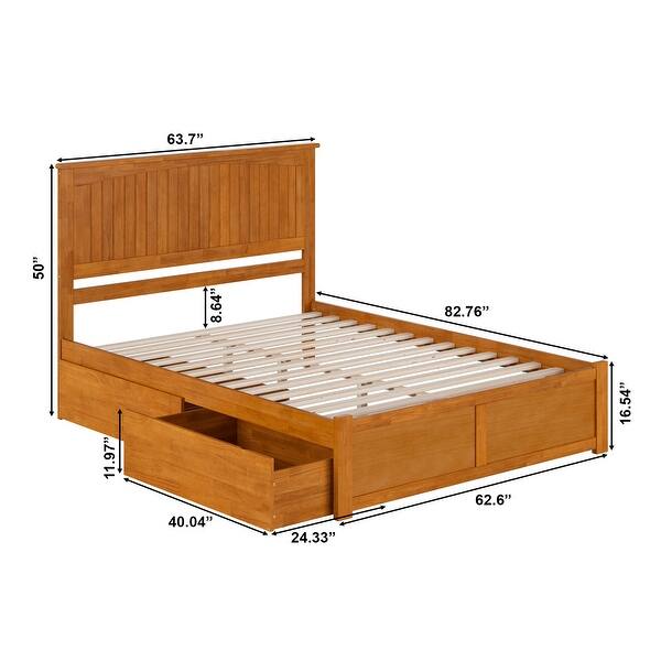 dimension image slide 6 of 11, Nantucket Platform Bed with Footboard and Storage Drawers