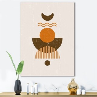 Designart "Abstract Sun and Moon In Earth Tones" Modern Canvas Wall Art ...
