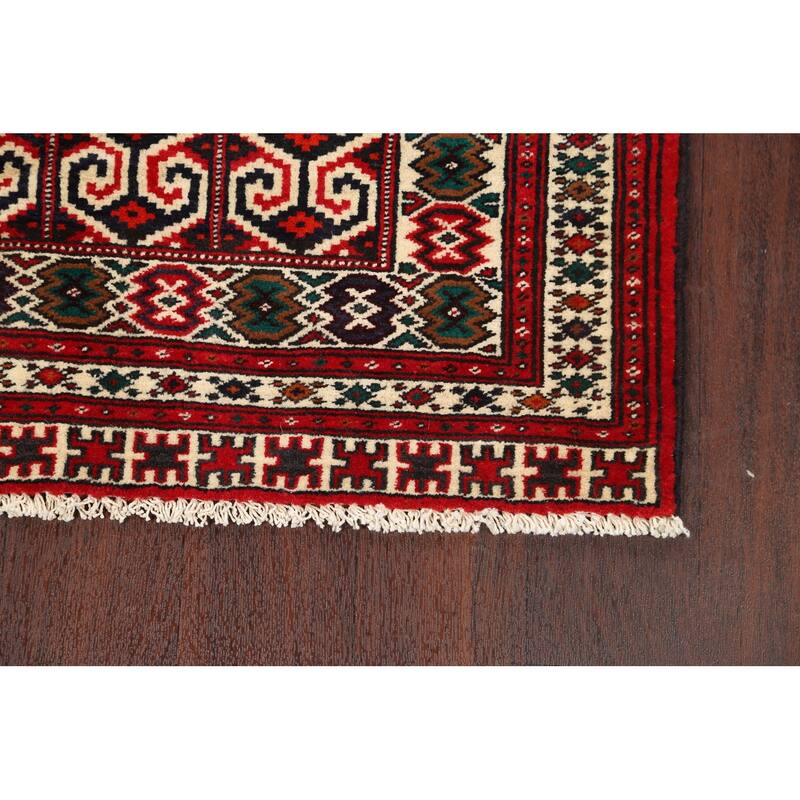 Geometric Persian Balouch Wool Area Rug Handmade Bedroom Carpet - 3'1" x 3'11"