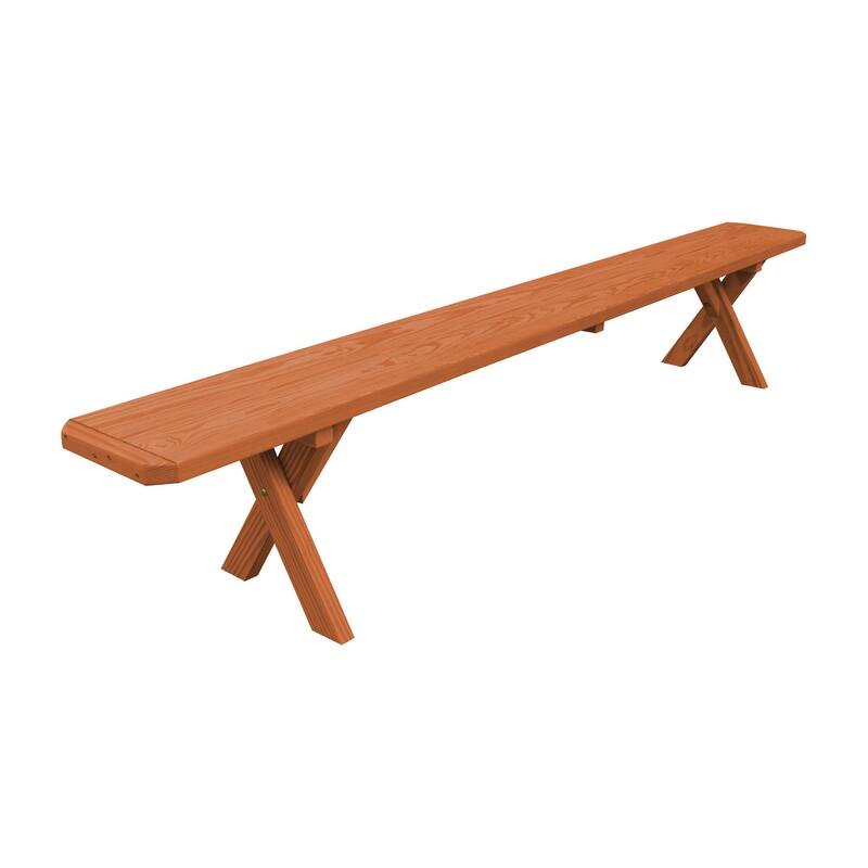 Pine 8' Crossleg Bench - Redwood Stain
