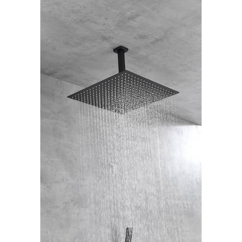 16 Inch Square Rain Shower Head Brushed Nickel 304 Stainless Steel Showerhead