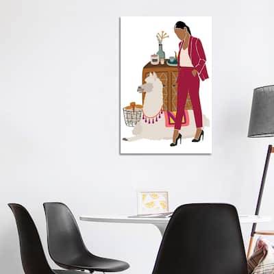 iCanvas "Christmas With Llama" by Jania Sharipzhanova Canvas Print