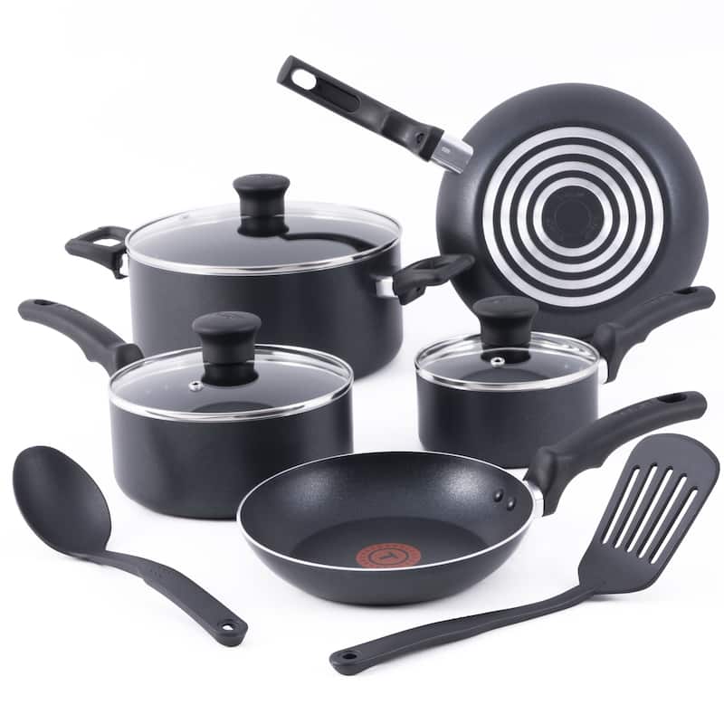 T-fal Essentials Non-Stick Pots and Pans Cookware 10 Piece Set - Black