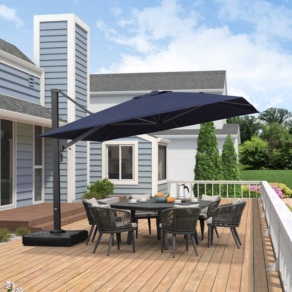 PURPLE LEAF Sturdy Heavy-duty Patio Cantilever Offset Umbrella with 360-degree Rotation