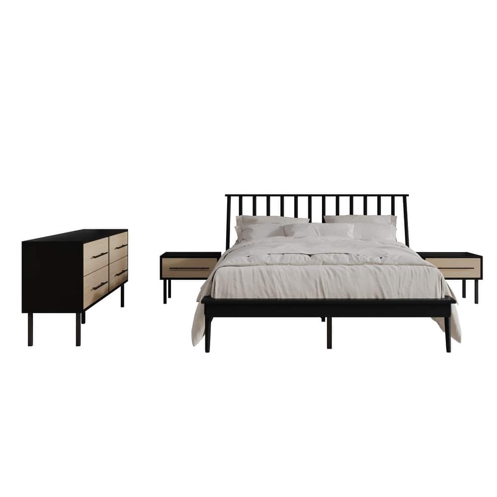 CraftPorch Vintage 4-pieces Wooden Bedroom Set