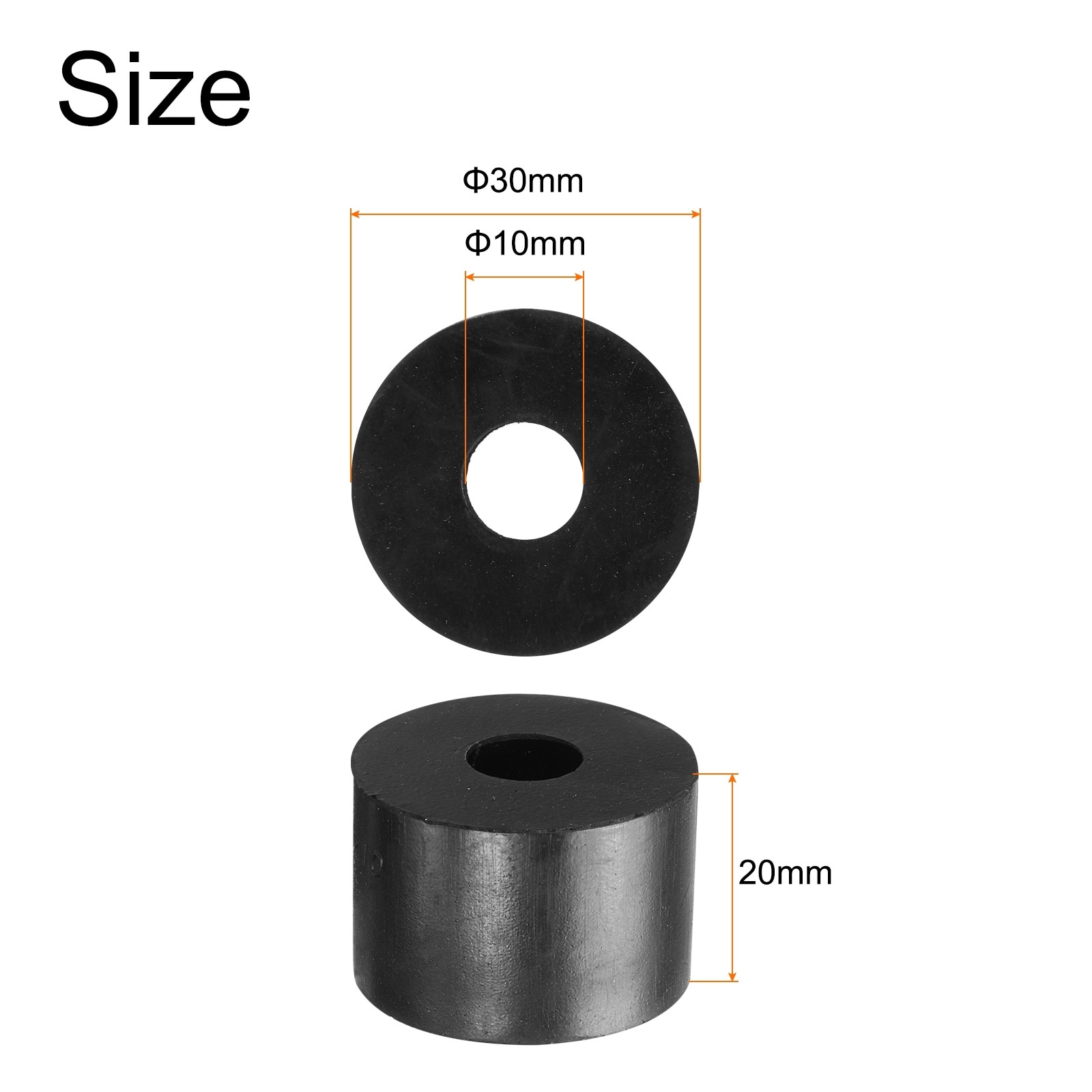 Height Round Anti Vibration Spacer Rubber Bushing Grommets Thick Rubber Washers for Home Car - Black