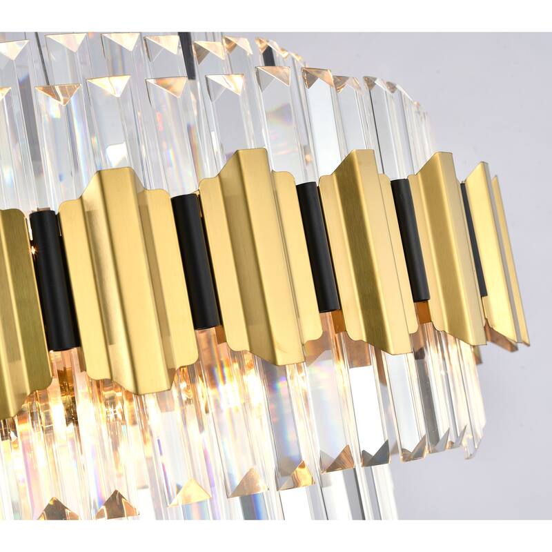 18 Light Gold Chandelier With Clear Crystal Accents