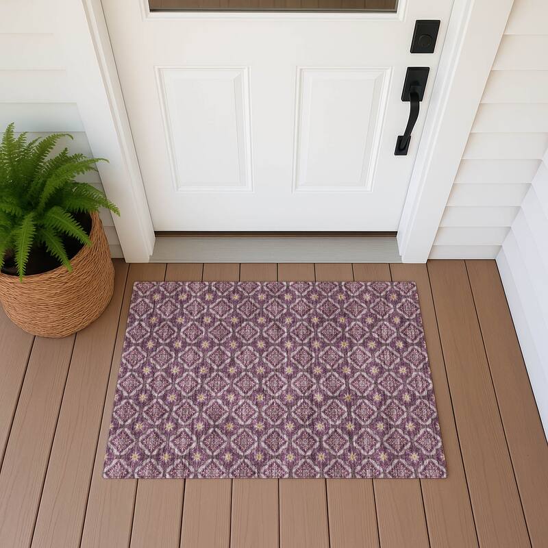 Machine Washable Indoor/ Outdoor Contemporary Granby Chantille Rug - Eggplant - 1'8" x 2'6"
