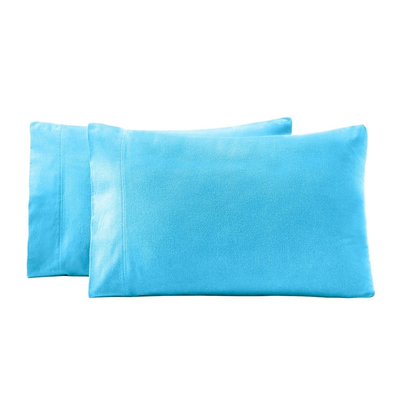 Superior Solid Flannel Cotton Fuzzy Pillowcases, Set of 2