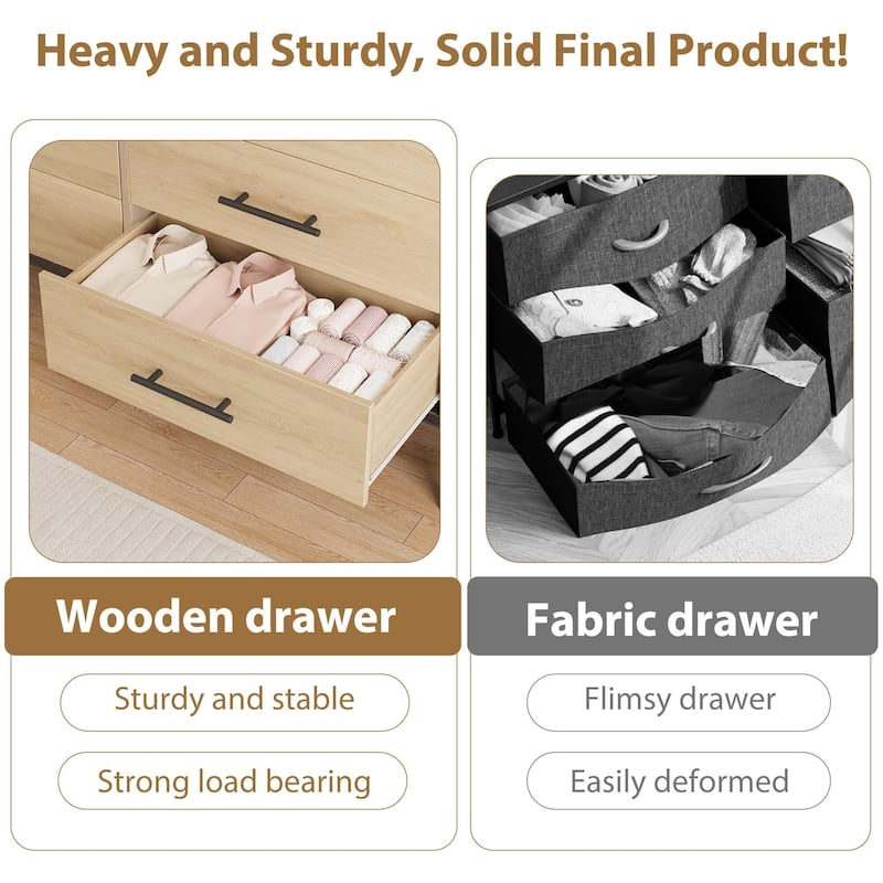 6 Drawers Dresser, with R-Shaped Legs, 52"
