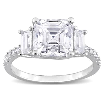 Miadora 3 5/8ct DEW Created Moissanite Three Stone Ring in Sterling Silver