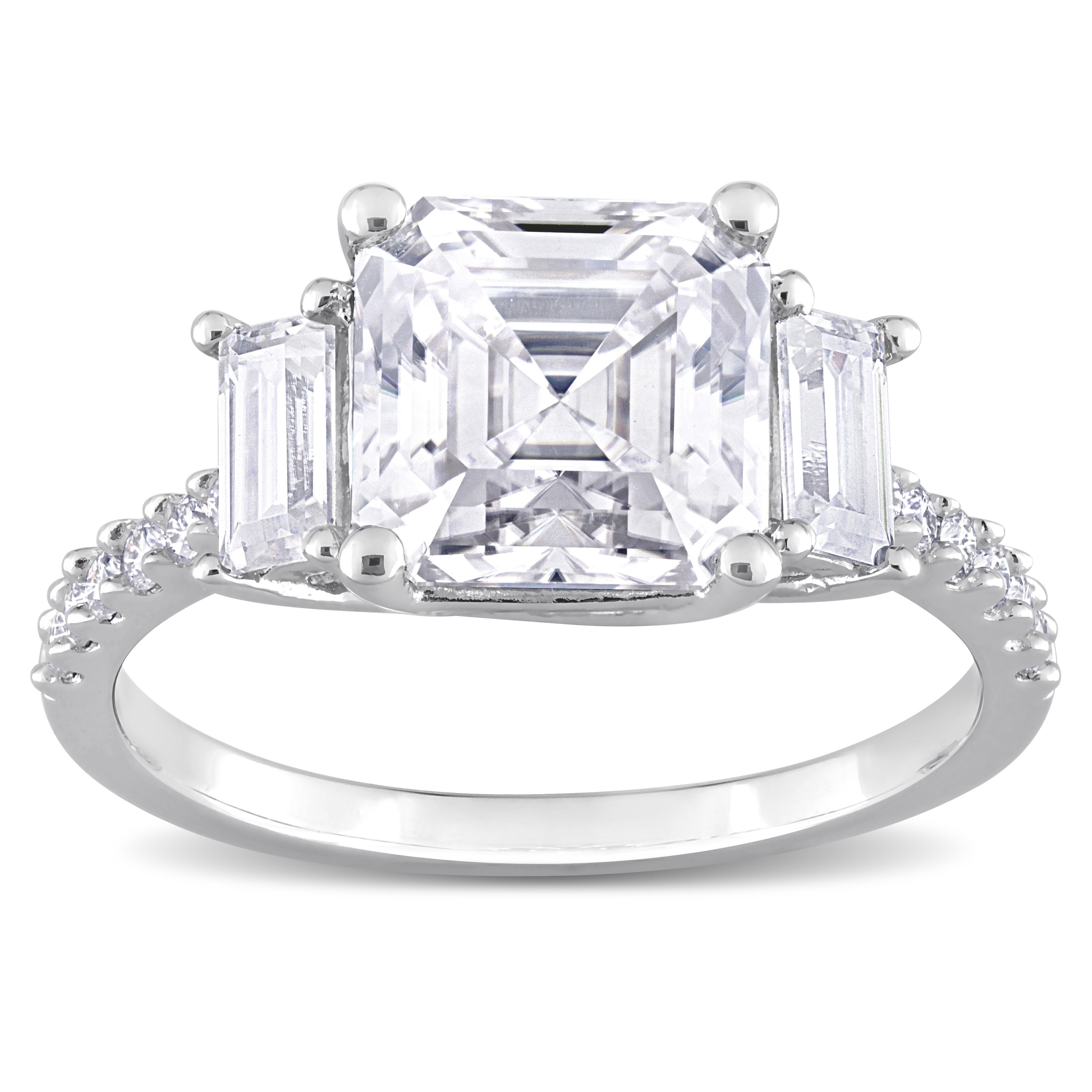 Miadora 3 5/8ct DEW Created Moissanite Three Stone Ring in Sterling Silver