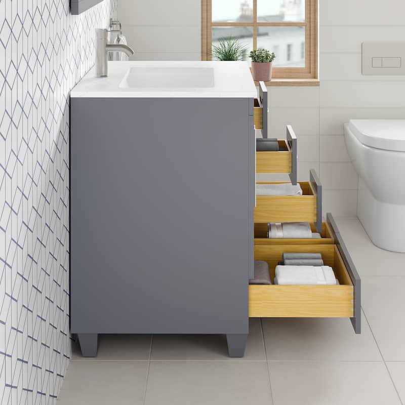 Eviva Loon Bath Vanity with Carrara Quartz Vanity Top & Undermount Sink