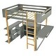 preview thumbnail 12 of 17, Full Size Wood Loft Bed With Cabinet and Cubes, Foldable desk, Grey