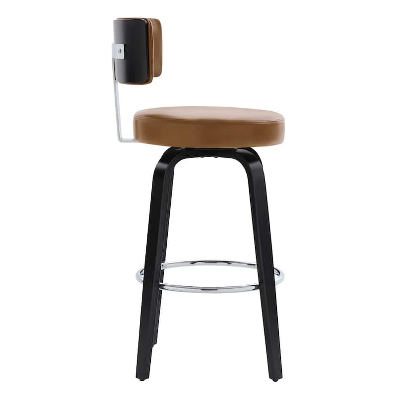 Upholstered Wood Swivel Bar/ Counter Stools, Set of 3