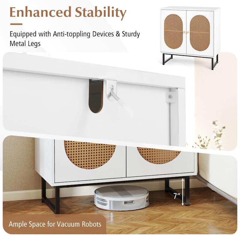 Costway Buffet Cabinet with 2 Doors Adjustable Shelf Metal Legs Accent - See Details