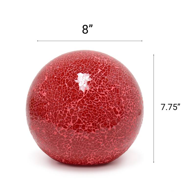 Cracked Patchwork Handcrafted Ceramic Dome Table Lamp - 8" - Red